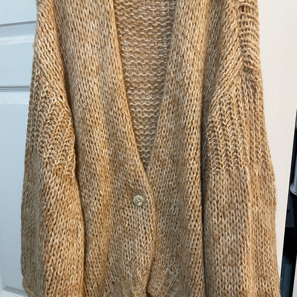 Free People Yellow Knit Cardigan - XL